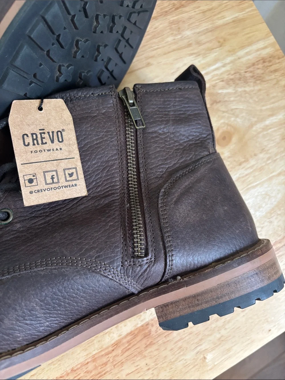 NEW Crevo Mens Dark Brown Leather Lace-Up Chukka Ankle Boots Size 13 memory foam